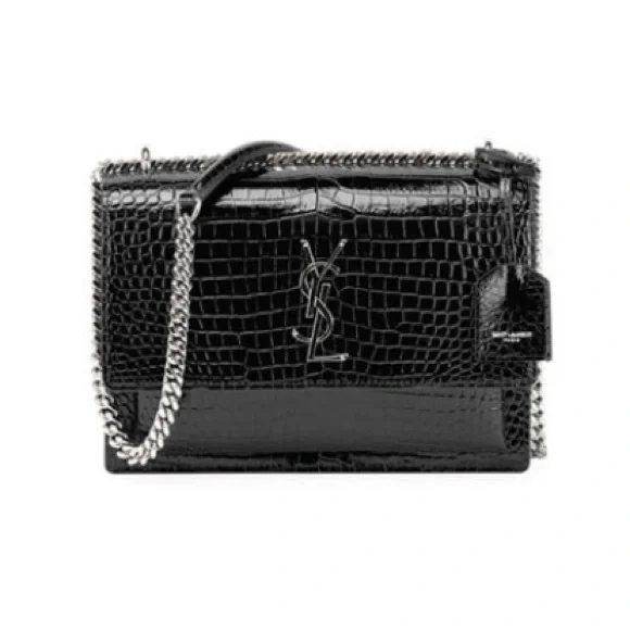 Saint Laurent Sunset Medium Crocodile-Embossed Crossbody Bag - Picture 2 of 11